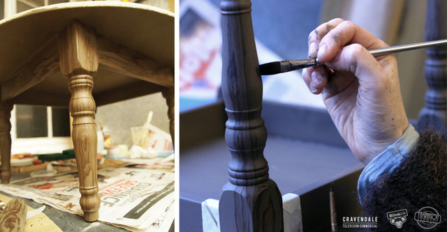 Barry the Biscuit Boy Cravendale Commercial, 2014. Painting of kitchen table.