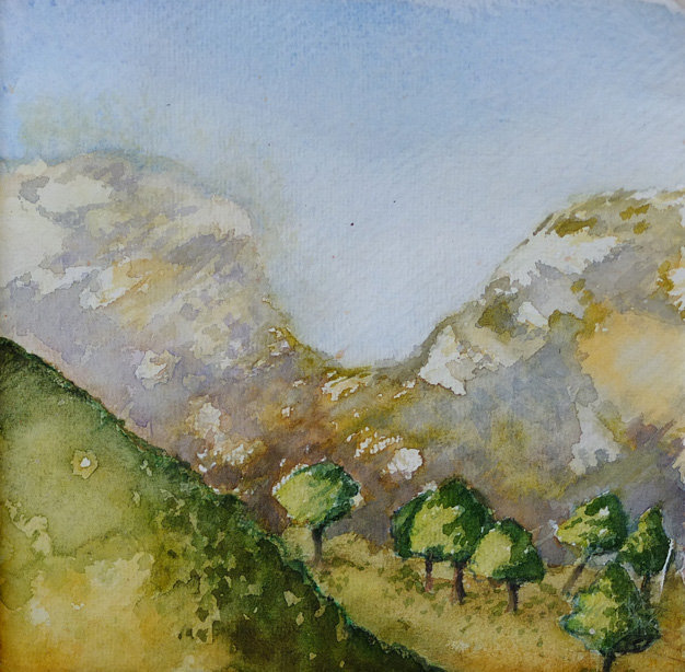 Watercolours study Troodos Mountains by Alison Gracie