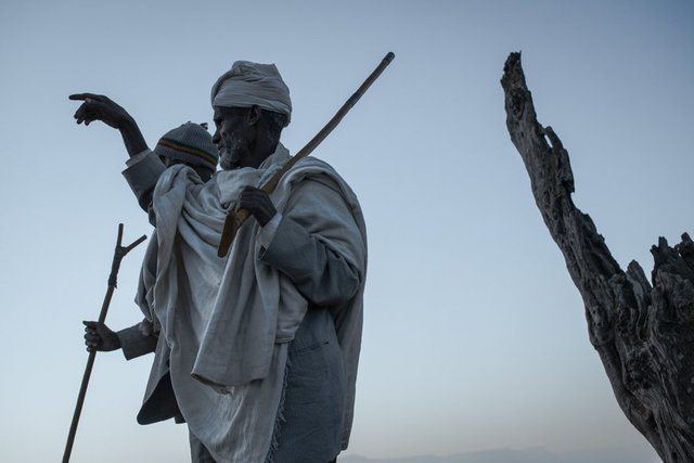 Éthiopie,  Amhara, Lalibela. Appelée aussi Jérusalem d'Afrique ou Jérusalem noire, célèbre pour ses onze églises monolithes médiévales taillées dans le roc. 