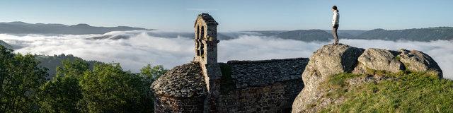 France, Auvergne-Rhône-Alpes, Haute-Loire (43), Saint-Privat-d'Allier, gorges de l'Allier, chapelle Saint-Jacques de Rochegude