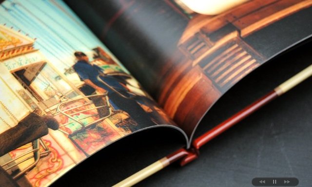 interior of hard cover album