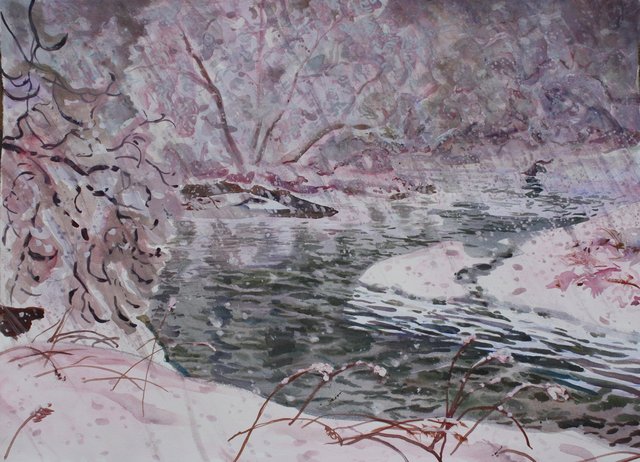Flurries- LaPlatte River, 22 x 30"