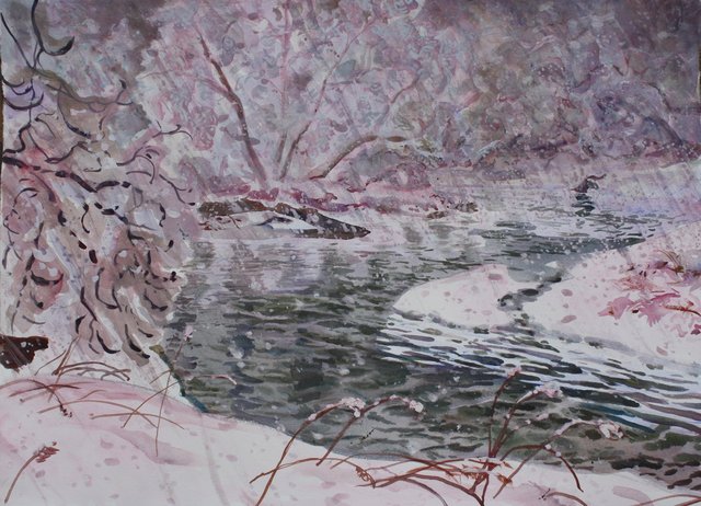 Flurries- LaPlatte River, 22 x 30"