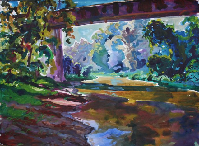 Rail Bridge- Summer, 22 x 30"