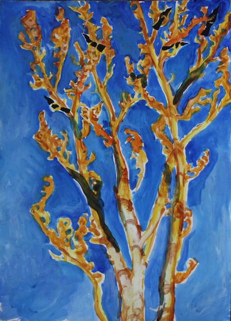 Cottonwood, Blackbirds, 22 x 30"
