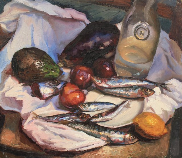 Fish and Carafe      20 x 24"