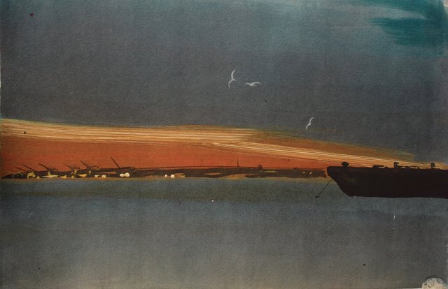 Sunset Barge 10 x 13"