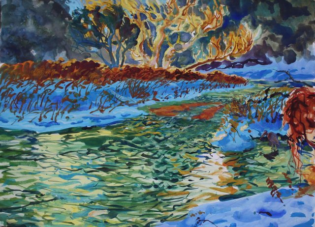 Heron Poised, 22 x 30"