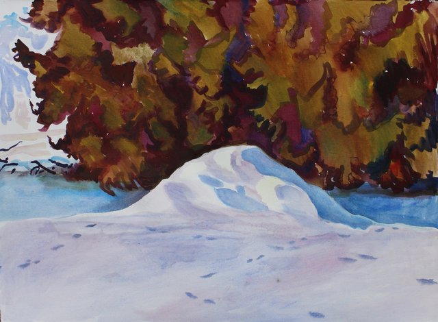 Mountain and Cedar, 22 x 30"