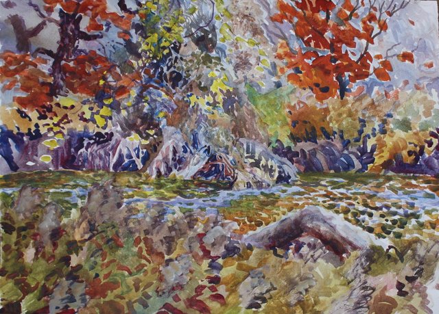 LaPlatte River- Autumn, 22 x 30"