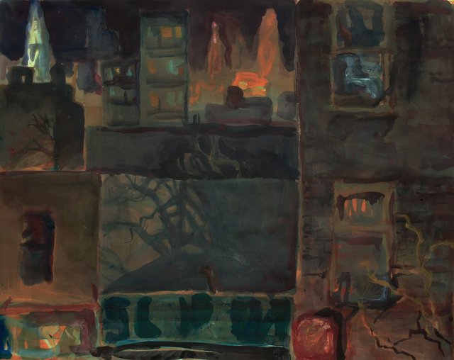 Chinatown Nocturne  19 x 26"   watercolor