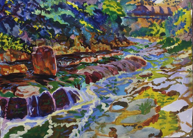 Shelburne Falls- July,  22 x 30"