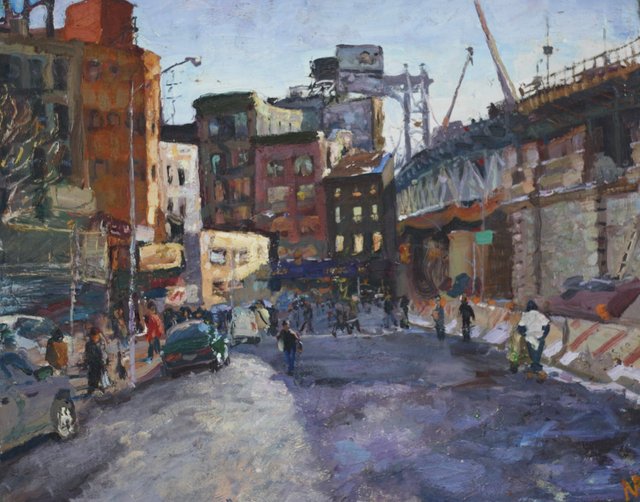Manhattan Bridge Renovation 24 x 30 oil