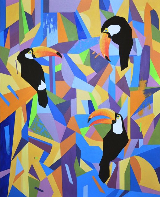 Tukany II 100x80 akryl płótno 2016 (wł. pryw.)