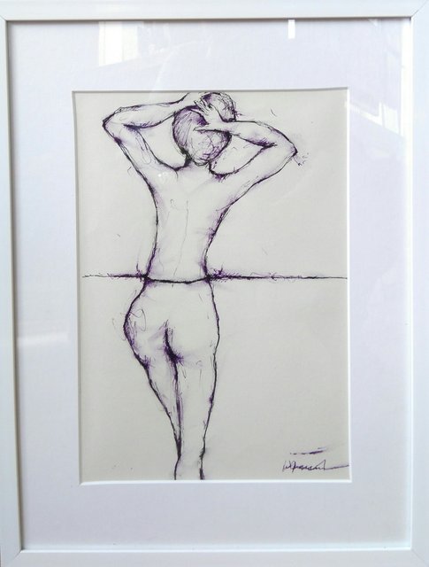 Akt 42x32 (w opr.) tusz papier