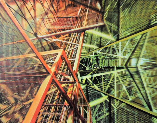 Kompozycja architektoniczna Aggression 114x146 akryl płótno