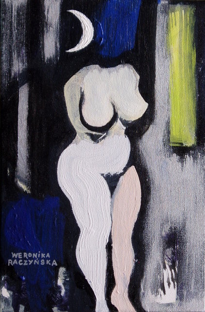 Tryptyk II. Sierp księżyca 30x20 akryl płótno