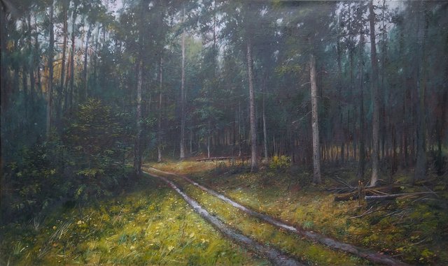 Ciemny las 90x150 olej płótno 2019