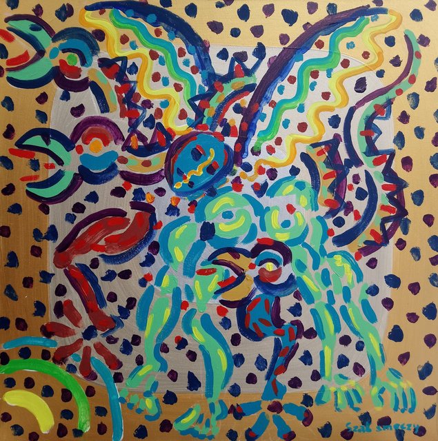 Szał smoczy 85x85 akryl płótno 2018