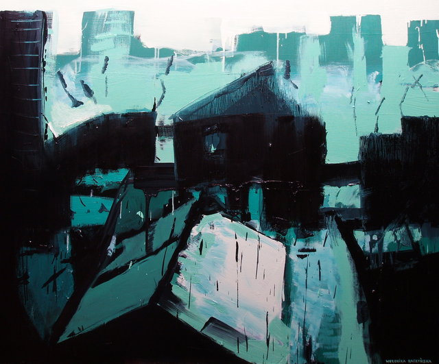 Miasto 100x120 olej płótno