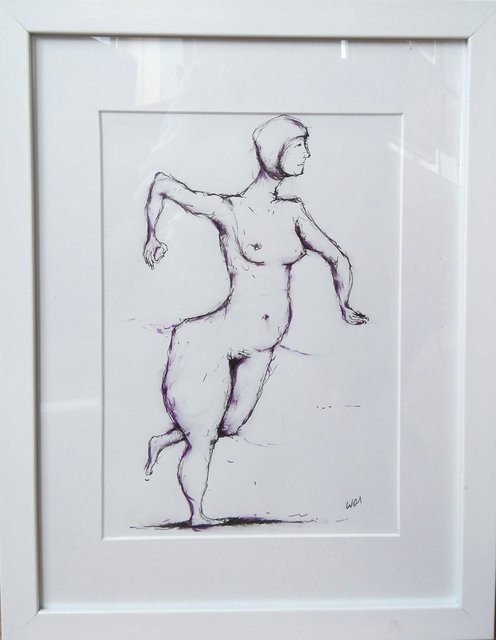 Akt 44x33 (w opr.) tusz papier