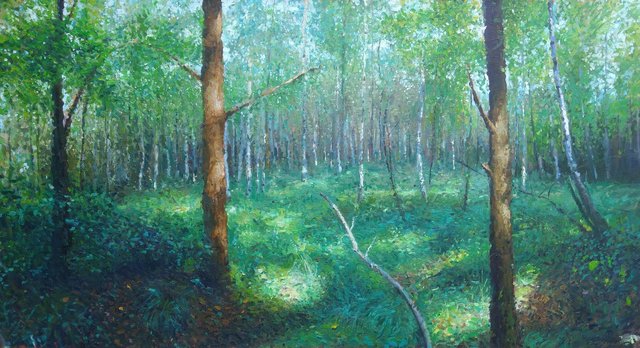 Brzozowy zakątek 95x175 olej płotno 2019
