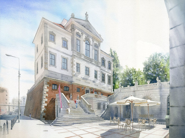Muzeum Chopina 55x75 akwarela