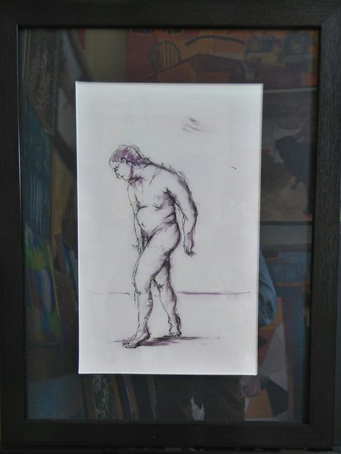 Akt 44x34 (w opr.) tusz papier