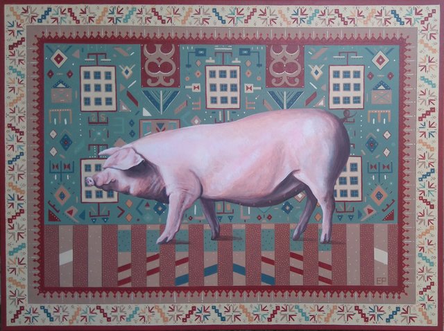 Pół żartem, pół serio 60x80 akryl płótno 2017