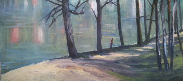 Plaża 50x110 olej płótno 2017