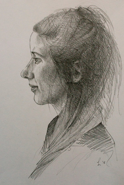 Portretstudie 'en profile' (Clara), 2015