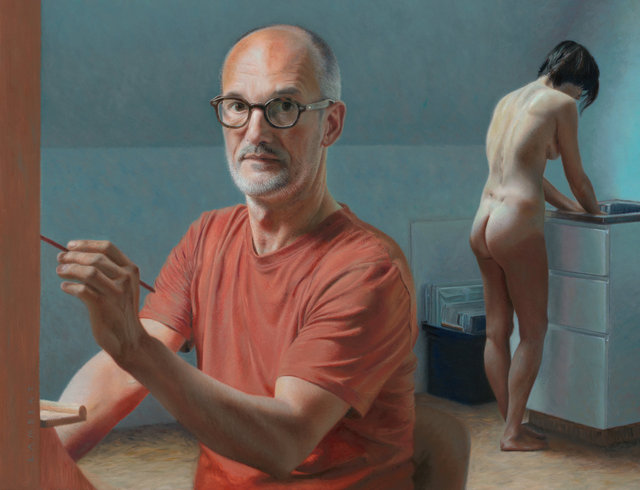 Zelfportret met model, 2018