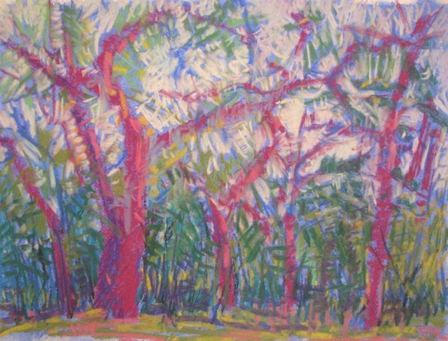 Live Oaks in Gulf Breeze FL #2, Pastel on Paper, 12" x 16" (approx.)