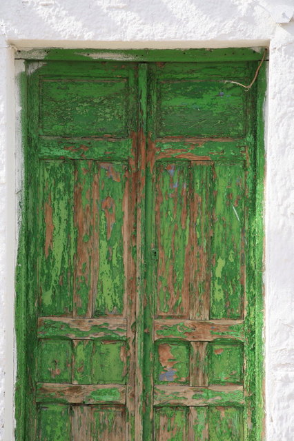 groene houten deur