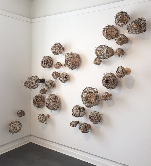 Installation made of wooden objects and rattan. 2015