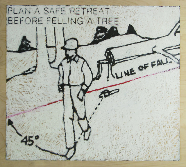 Line of Fall, Oil Pastel on Birch Plywood Panel, 48 x 54 in.