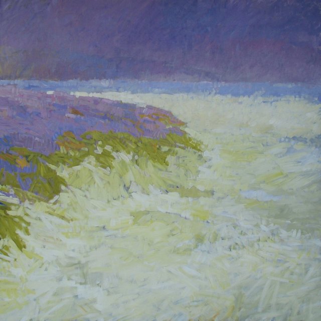 Surf and Rain Along Rocky Shore