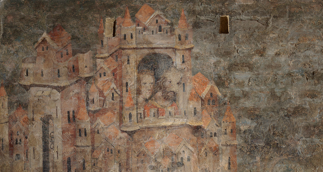 Medieval wallpainting, detail