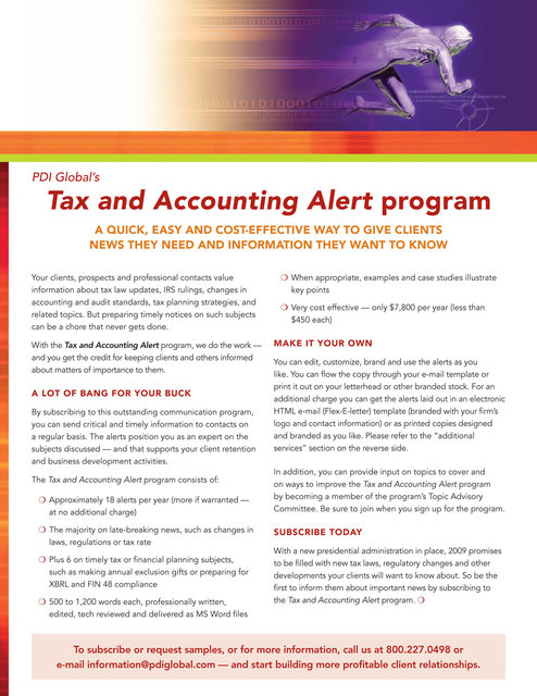 Tax & Accounting Alert Program Flyer (front)