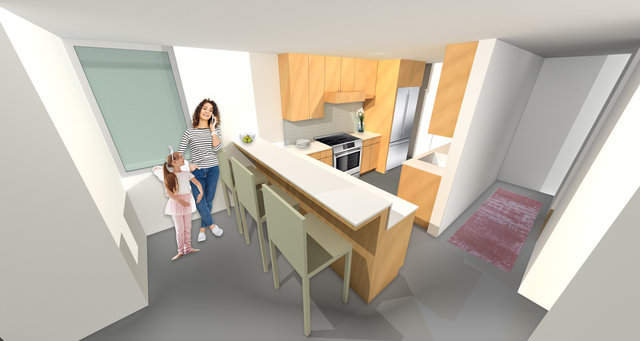 Low Rise L.A.: Fourplex Development - 3 Bedroom Unit Kitchen