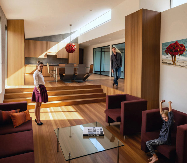 Courtyard House - Family Room & Kitchen