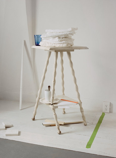 Side Table with Blue Glass