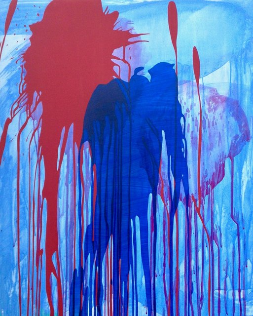 Untitled (splash on blue lavis)