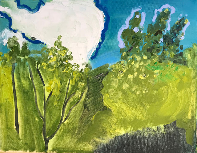 Adirondack Series: One Big Cloud, Chartreuse Trees and Turquoise Sky