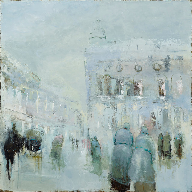 At the corners of the street, a lonely cab-horse steams and stamps