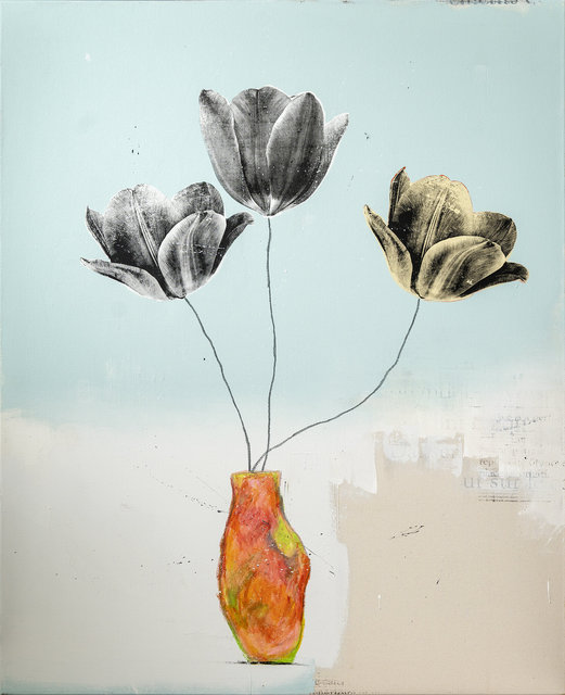 Denis Dulude - Three Tulips in a Pot