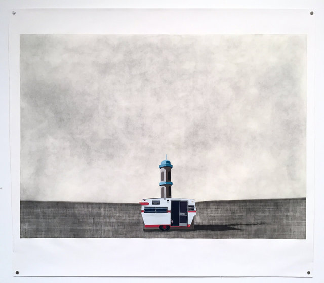 Road Home, 2015, graphite, gouache and acrylic on paper, 42x48"