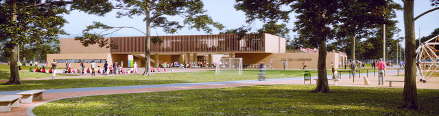Vista hacia el sur desde el parque / View towards the south from the park
