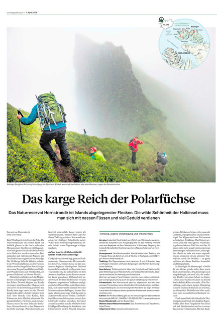 SonntagsZeitung, Trekking auf Island, 1.4.18