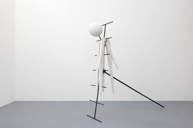 Antenna Man, 2019. Iron, wood, enamel paint. 60 x 200 x 240 cm